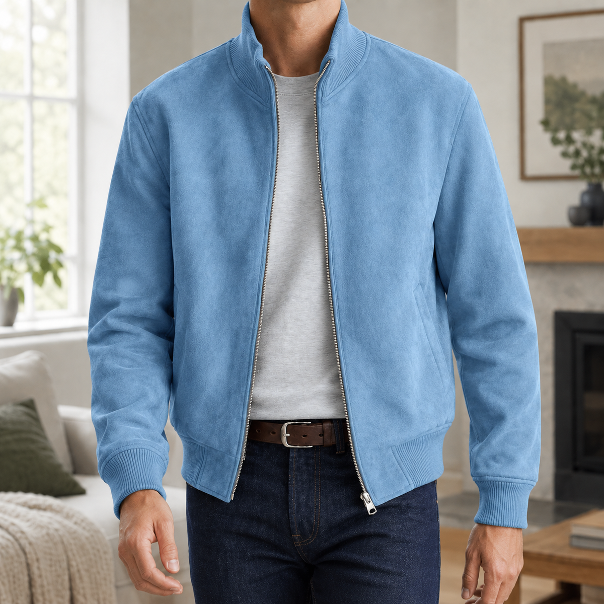 Erasmus Suede Jacket - Blue