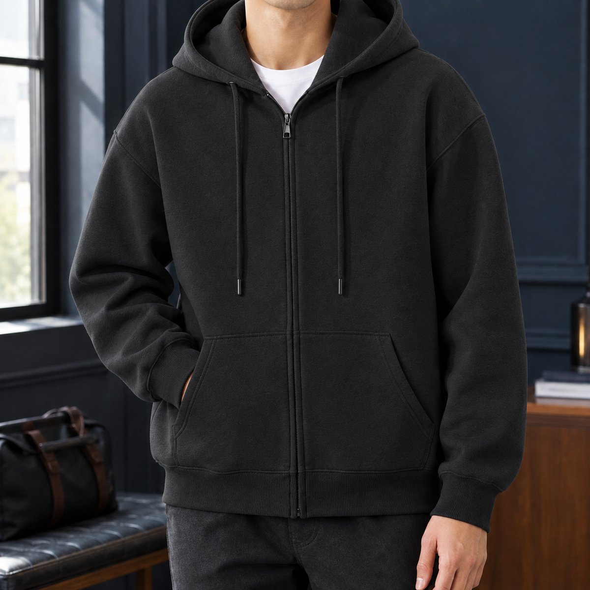 Idris Zip-Up Jacket - Black
