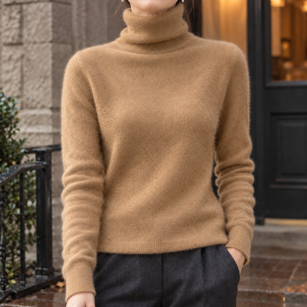 Flavia Roll Neck Sweater - Golden Camel