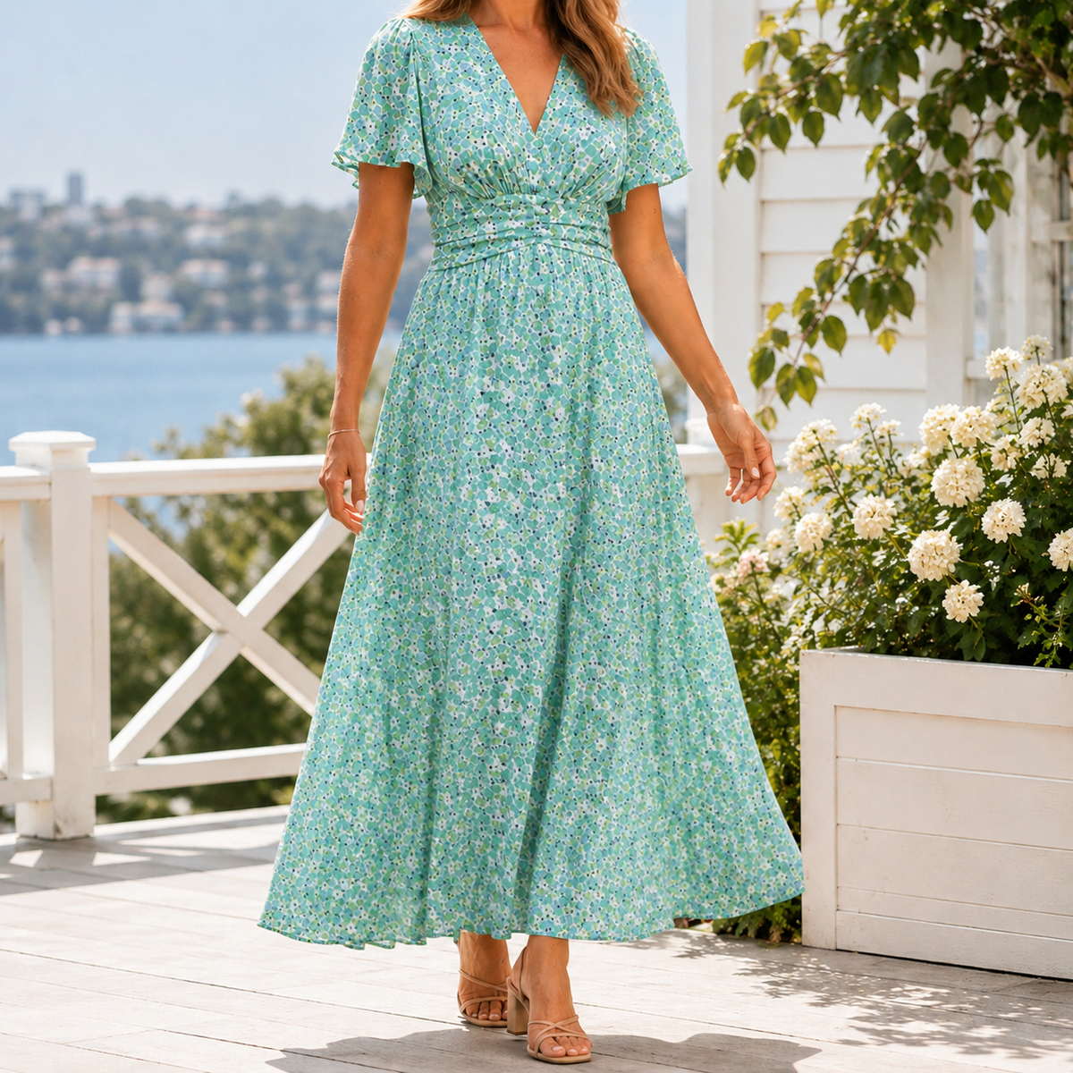 Marcella Floral Maxi Dress - Green