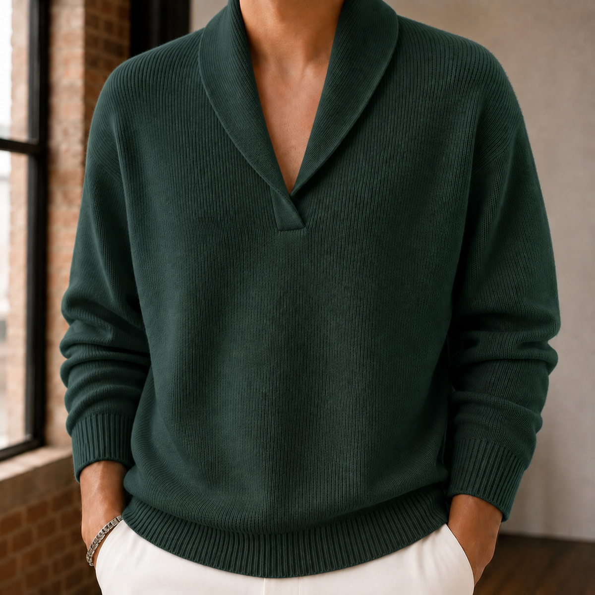Florian V-Neck Sweater - Green