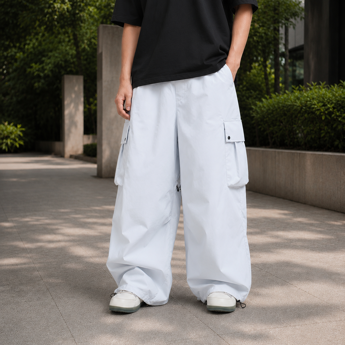 Callum Baggy Cargo Pants - White