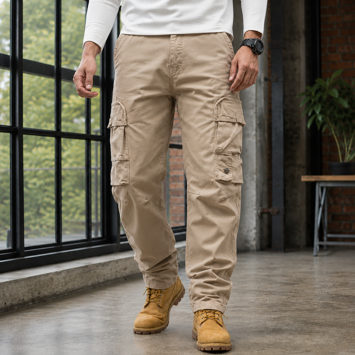 Tristan Relaxed Cargo Pants - Koffie
