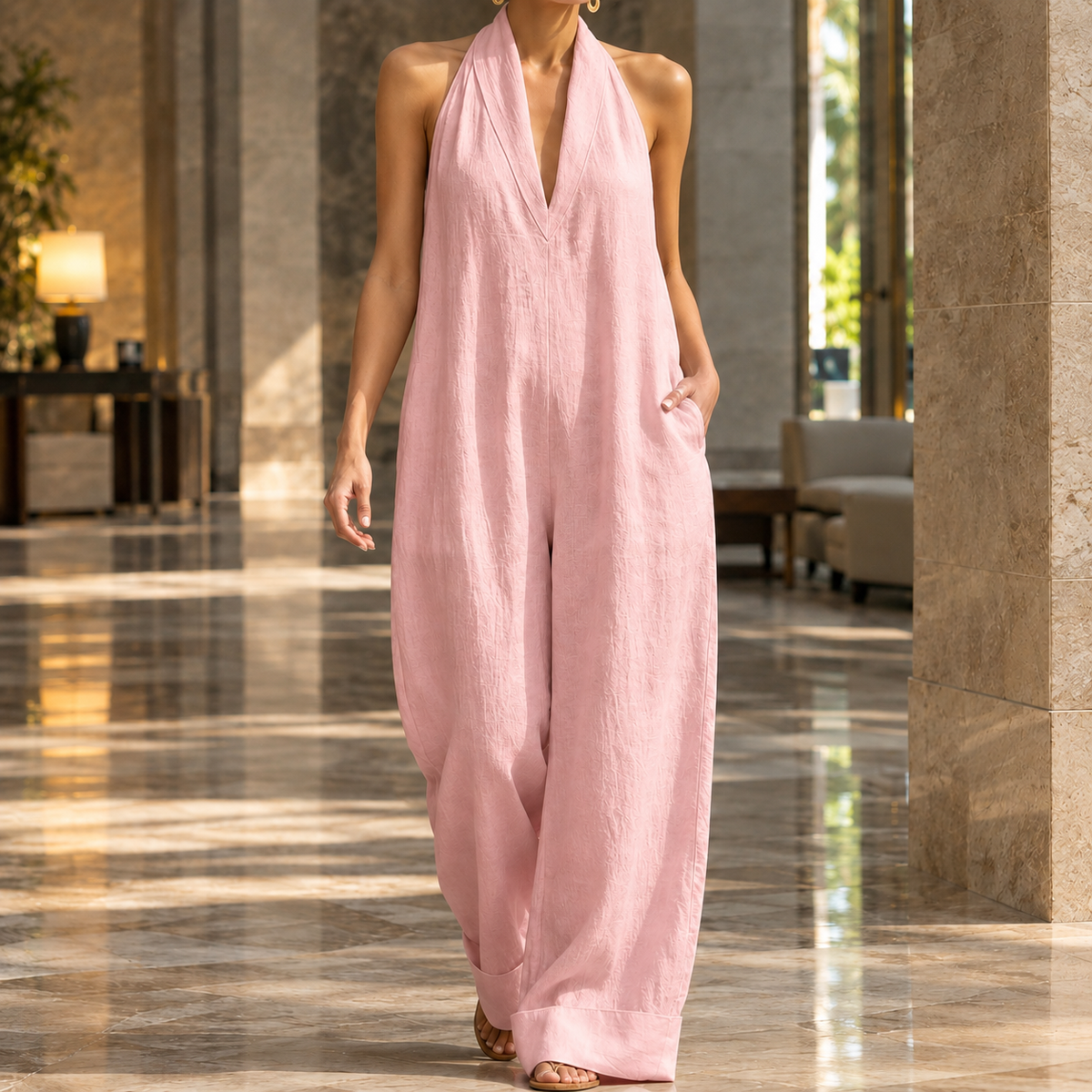 Arwen Halter Jumpsuit - Pink