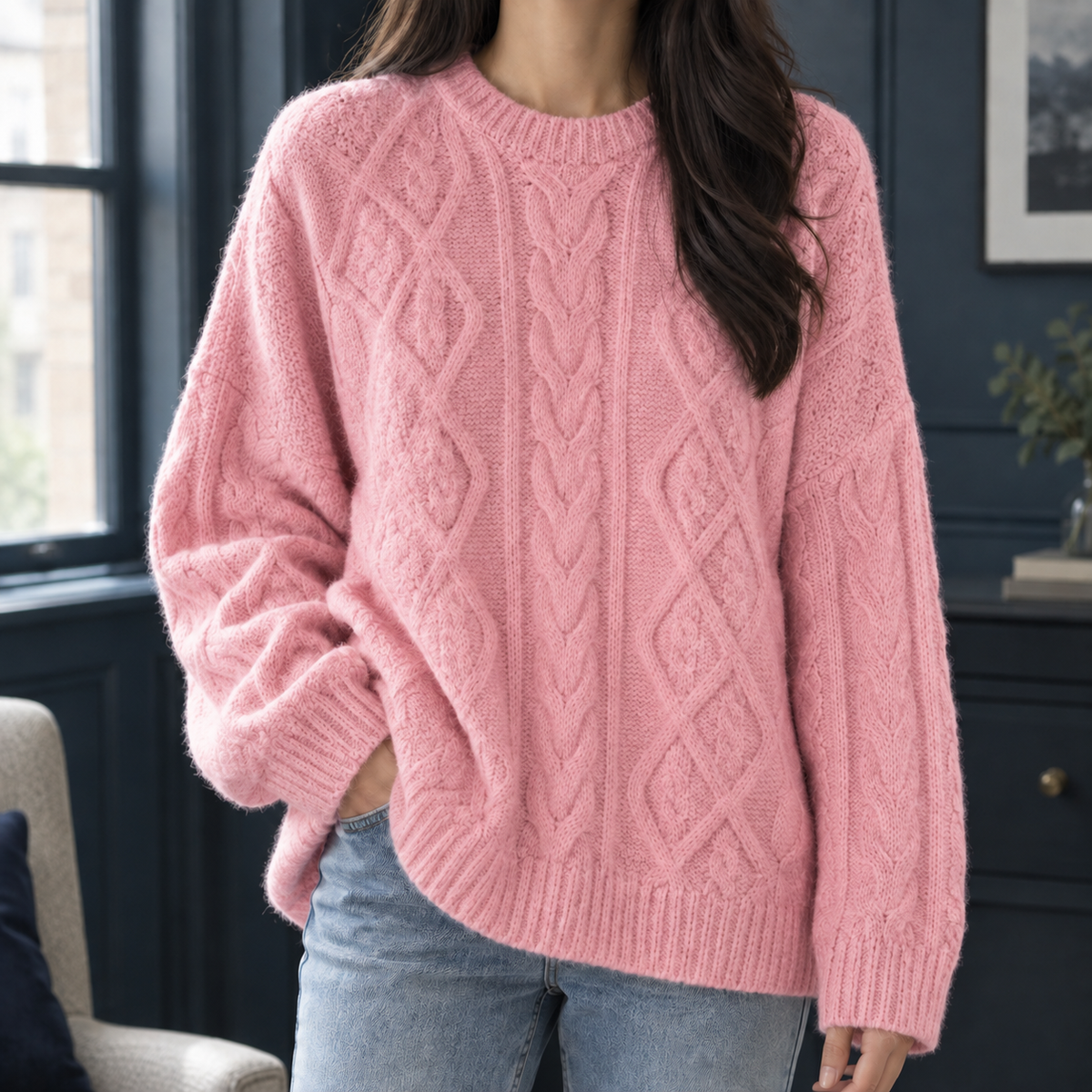 Allegra Cable Knit Sweater - Pink