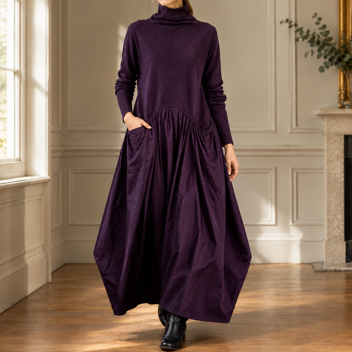 Tallulah-Sage Cocoon Maxi Dress - Purple