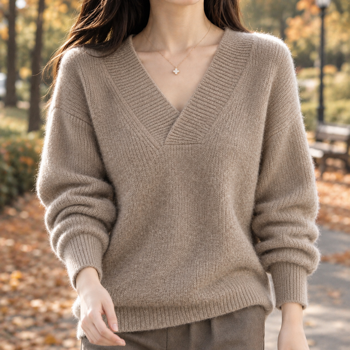 Bettina V-Neck Sweater - Camel