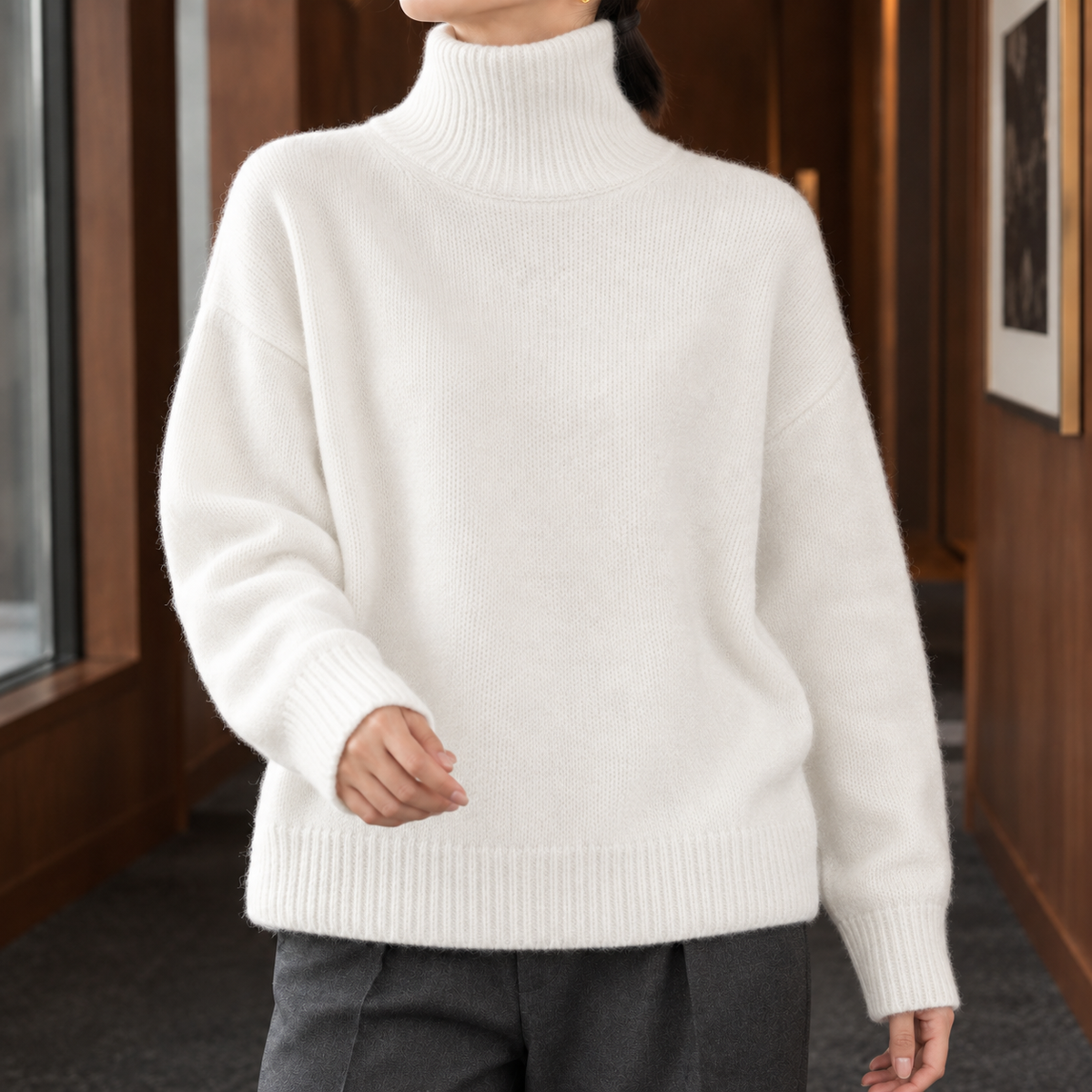 Sidonie Turtleneck Sweater - White