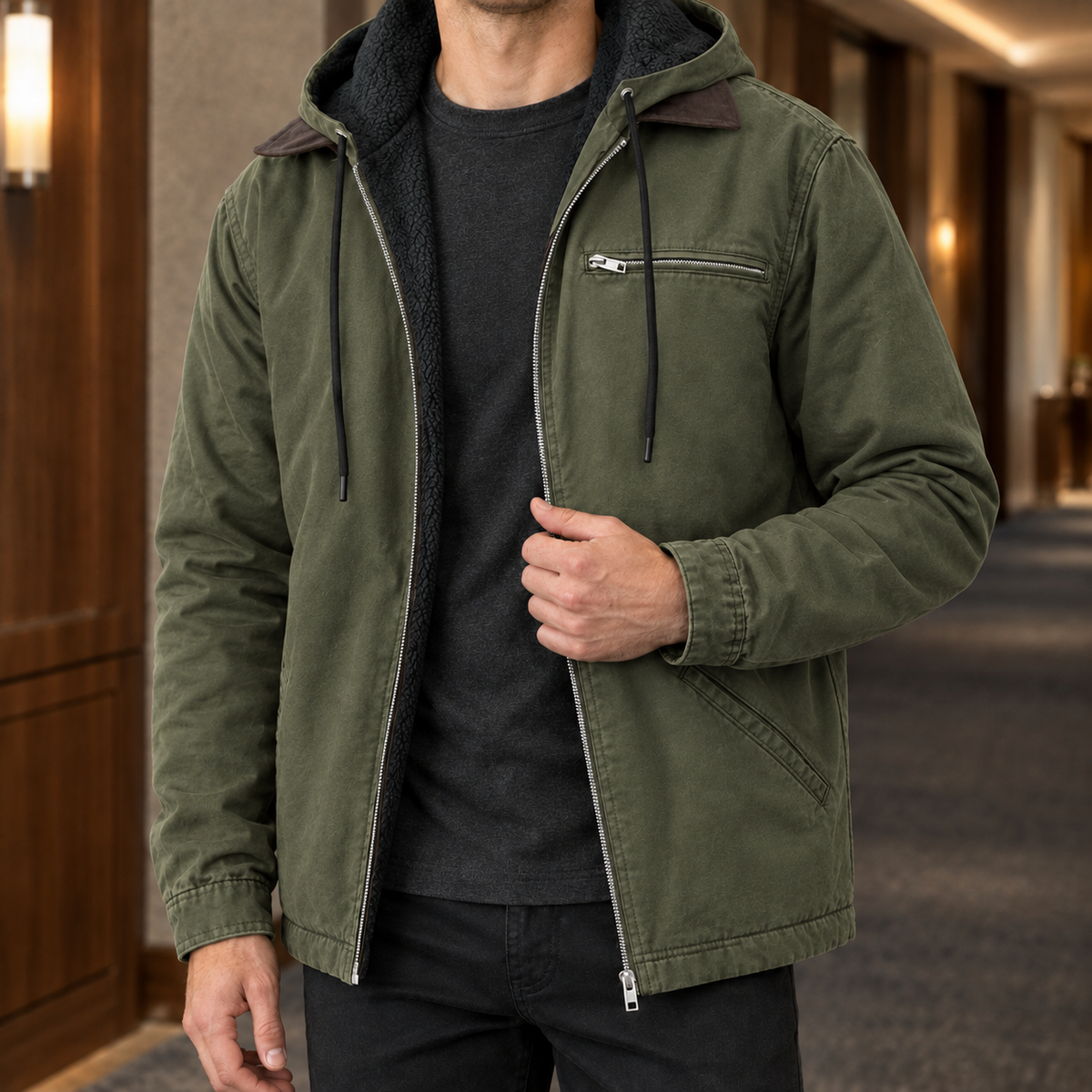 Lorcan Hooded Jacket - Army Green