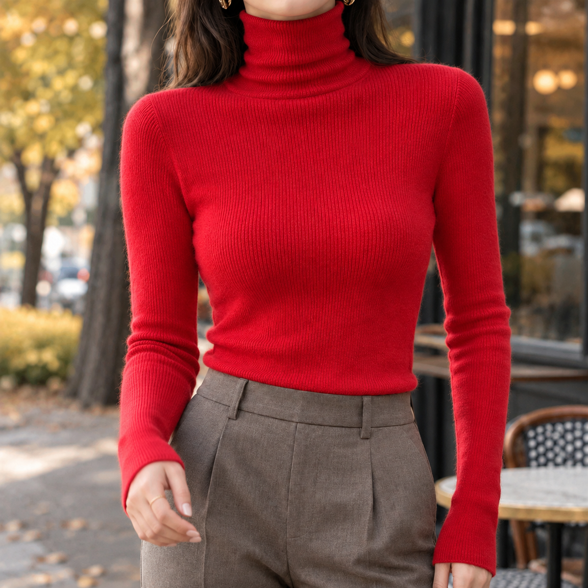 Sharon-Louise Turtleneck Sweater - Red