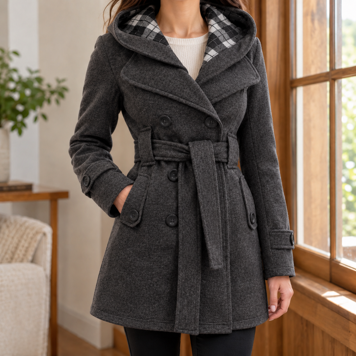Tatiana Hooded Coat - Dark Gray