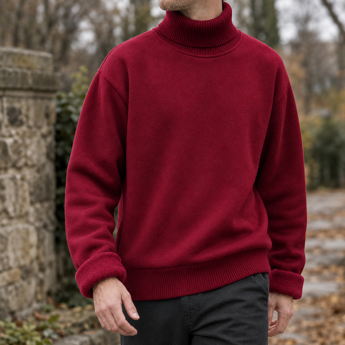 Lewis High Neck Sweater - Wine Red