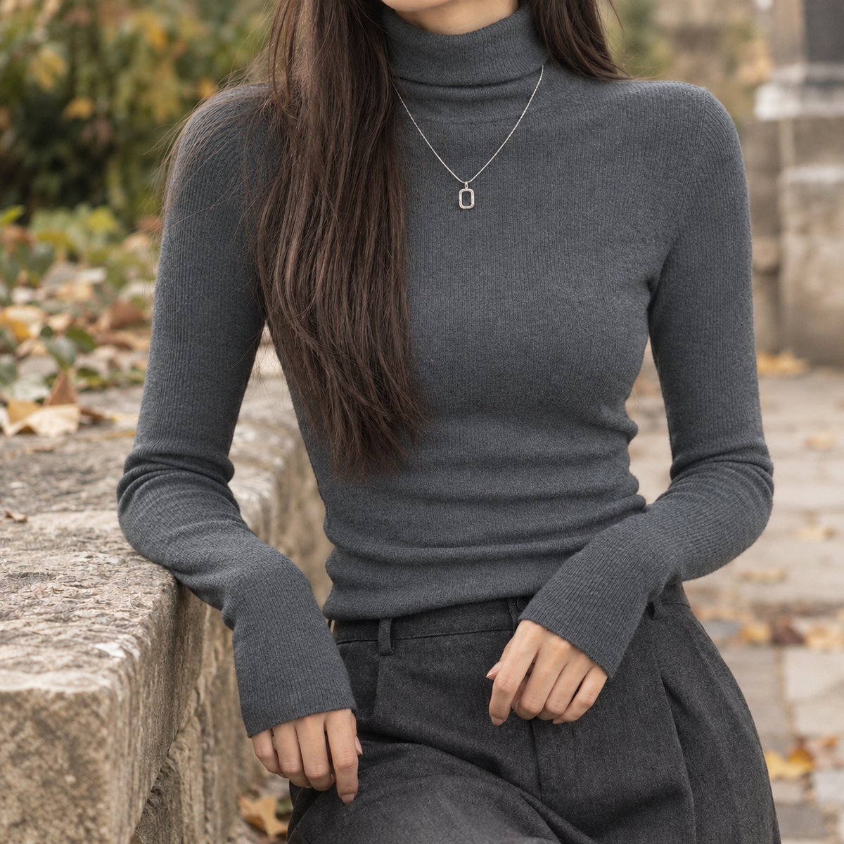 Olive Turtleneck Sweater - Dark Gray