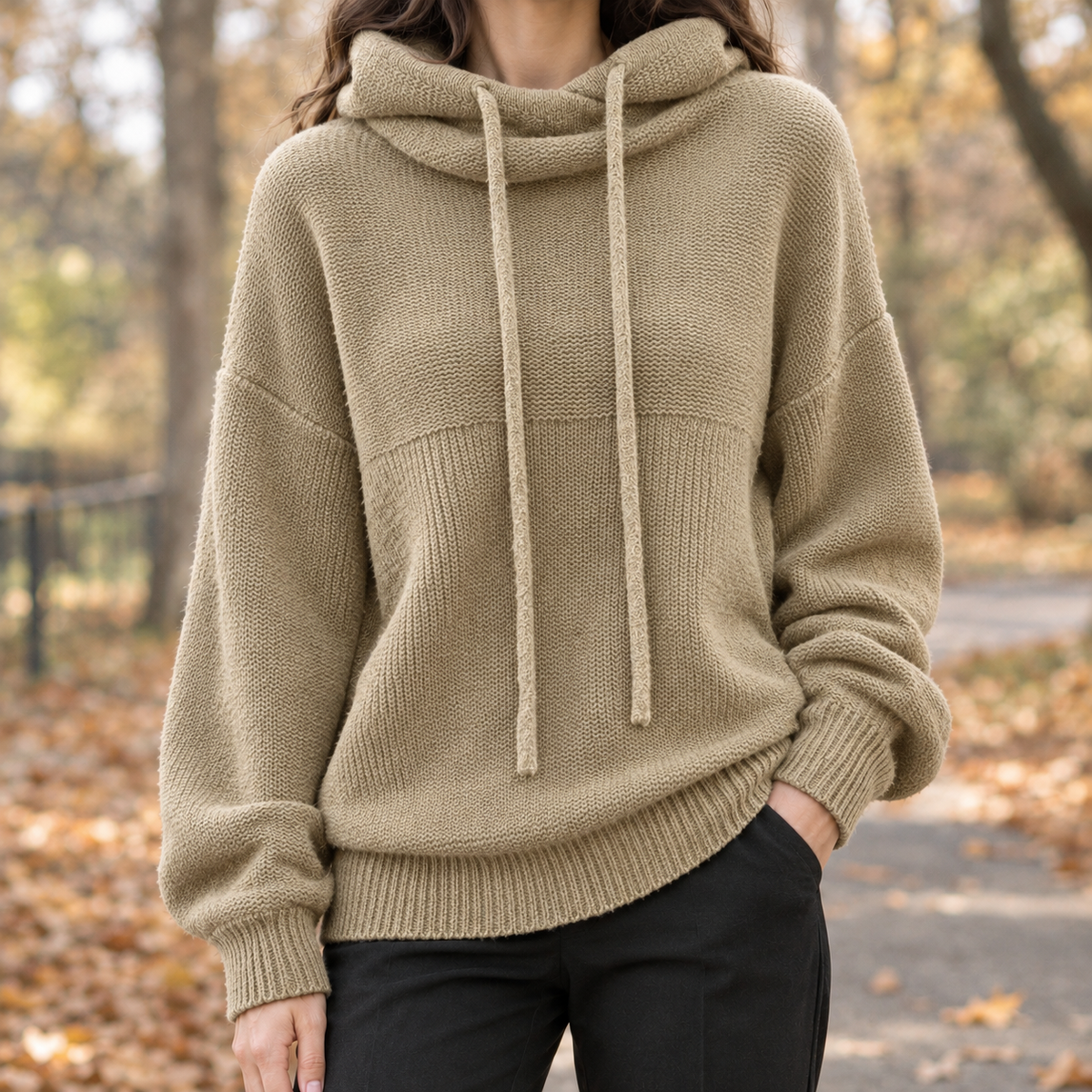 Aline Cowl Neck Sweater - Khaki