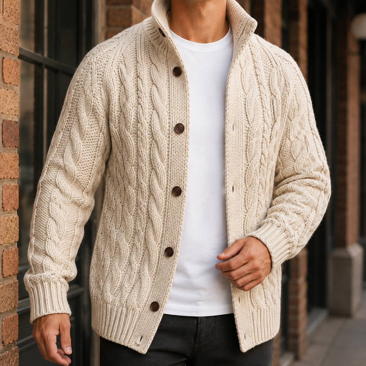 Nico Cable Knit Sweater - Beige