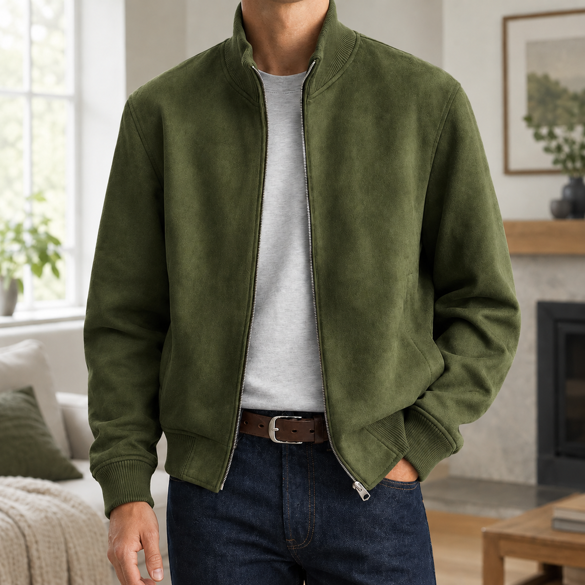 Erasmus Suede Jacket - Army Green