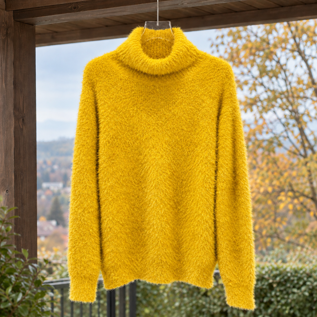 Keira Fuzzy Turtleneck Sweater - Yellow