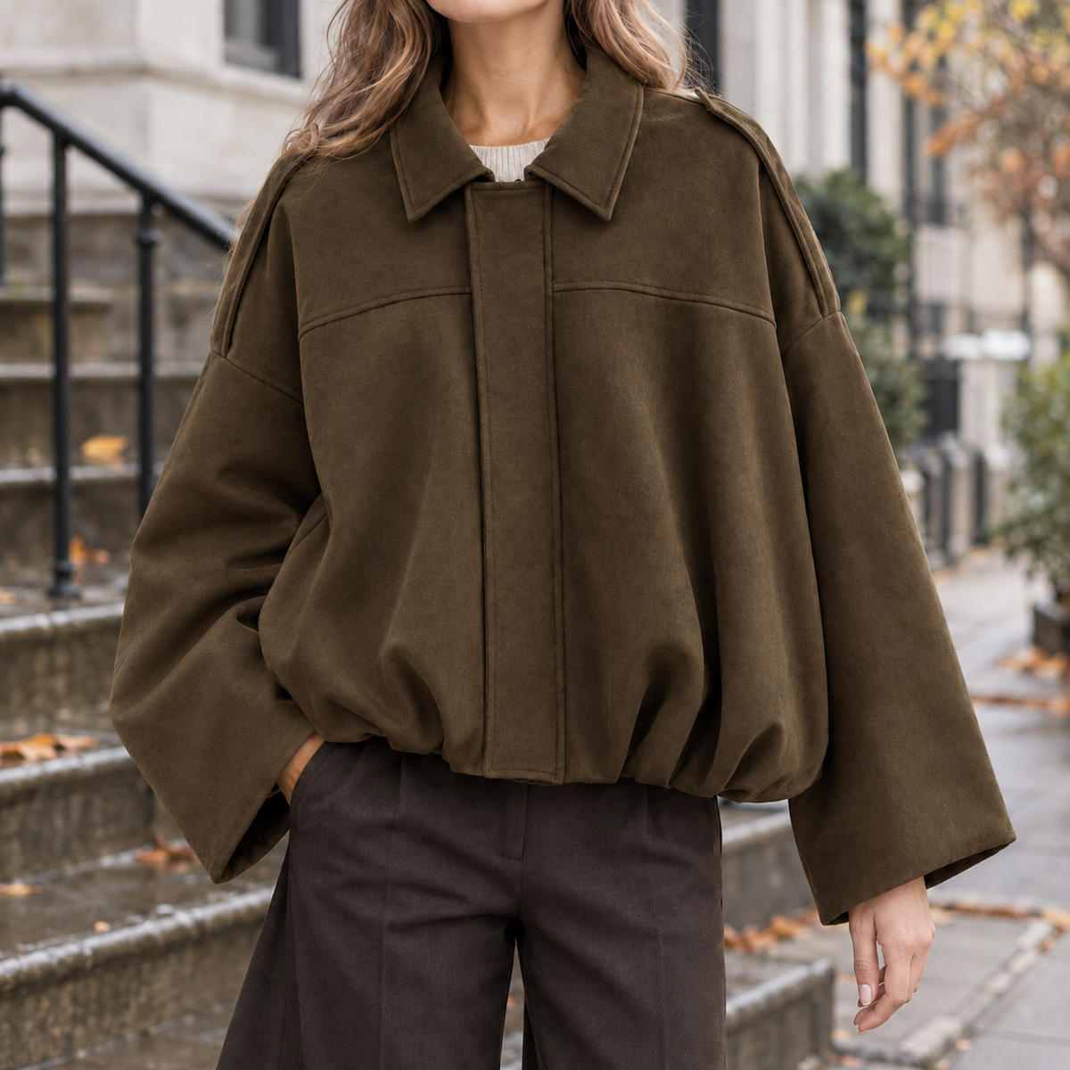 Rowena Suede Jacket - Dark Brown