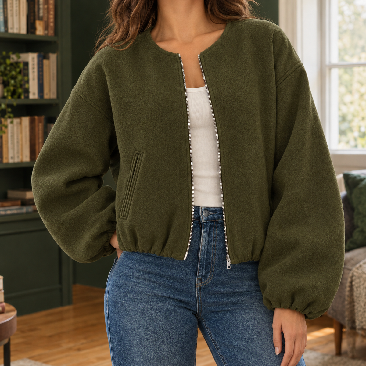 Danielle Cashmere Jacket - Army Green
