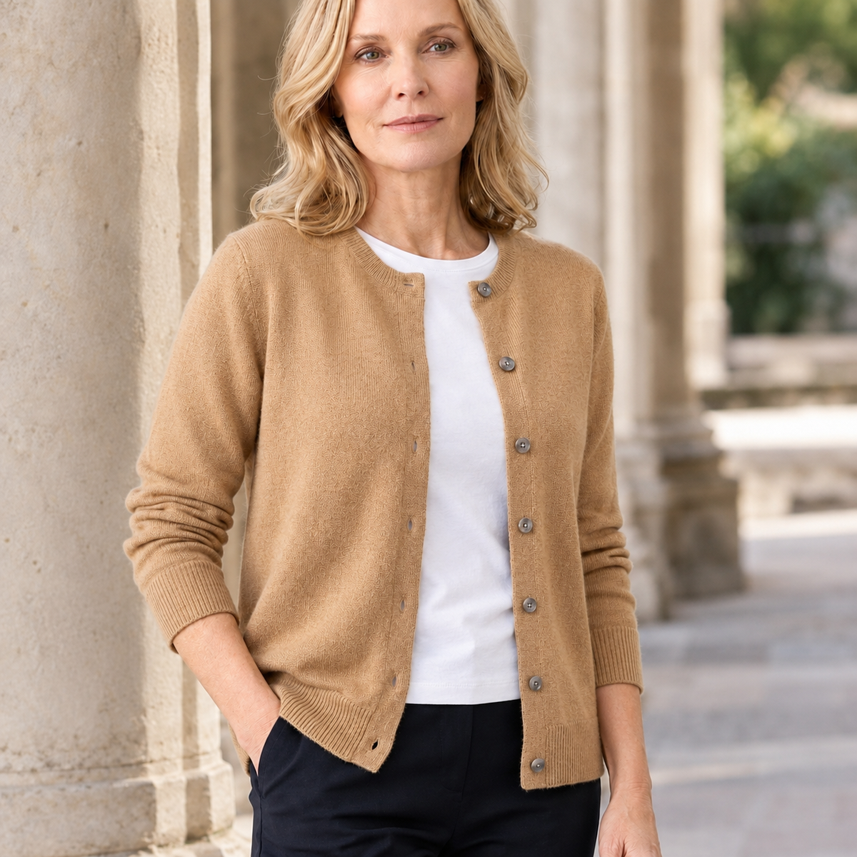 Zane Button Cardigan - Camel