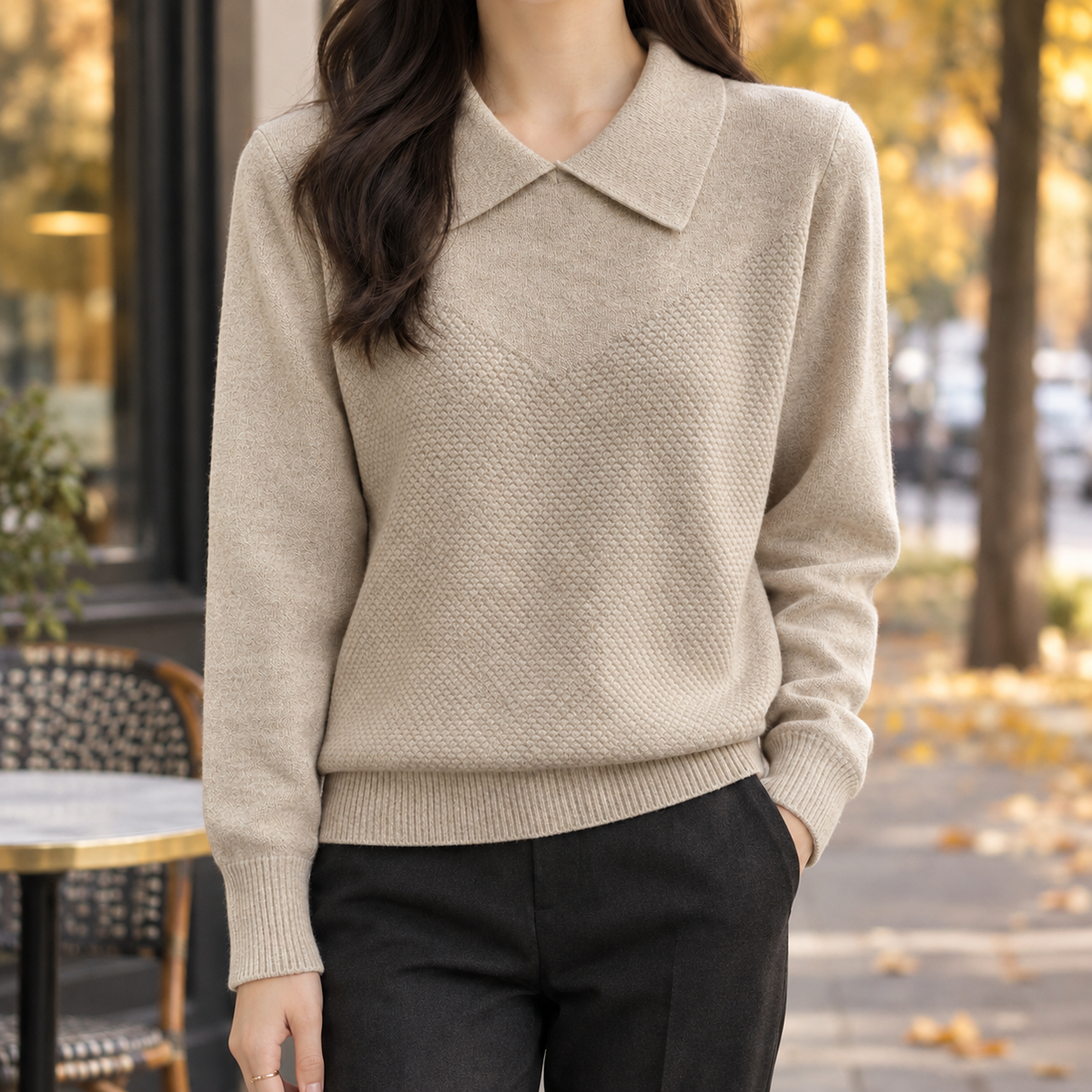 Shannon Collared Sweater - Camel