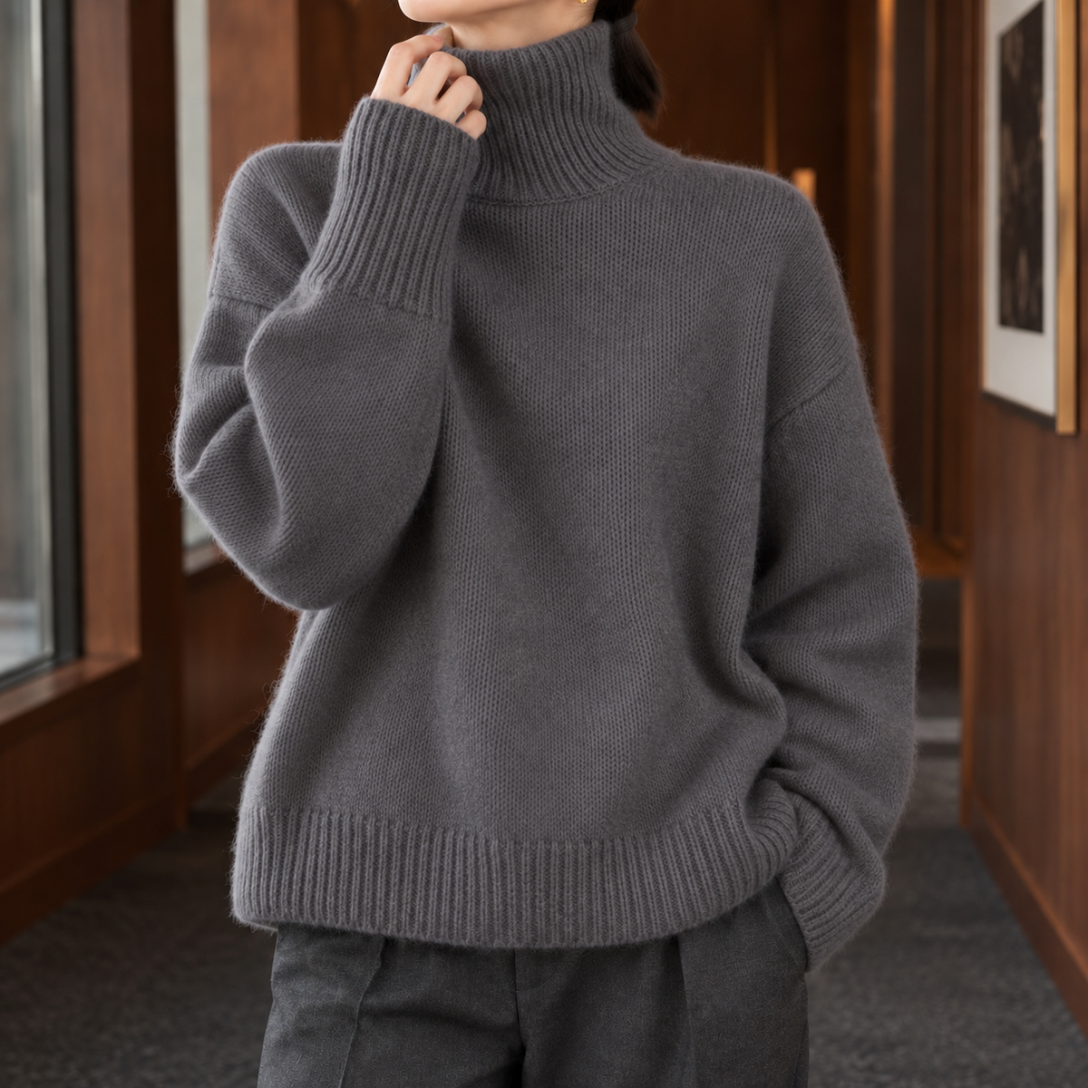 Sidonie Turtleneck Sweater - Elephant Gray
