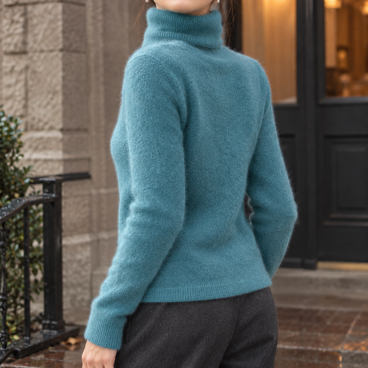 Flavia Roll Neck Sweater - Peacock Blue