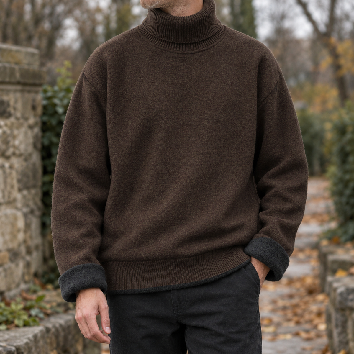 Lewis High Neck Sweater - Brown