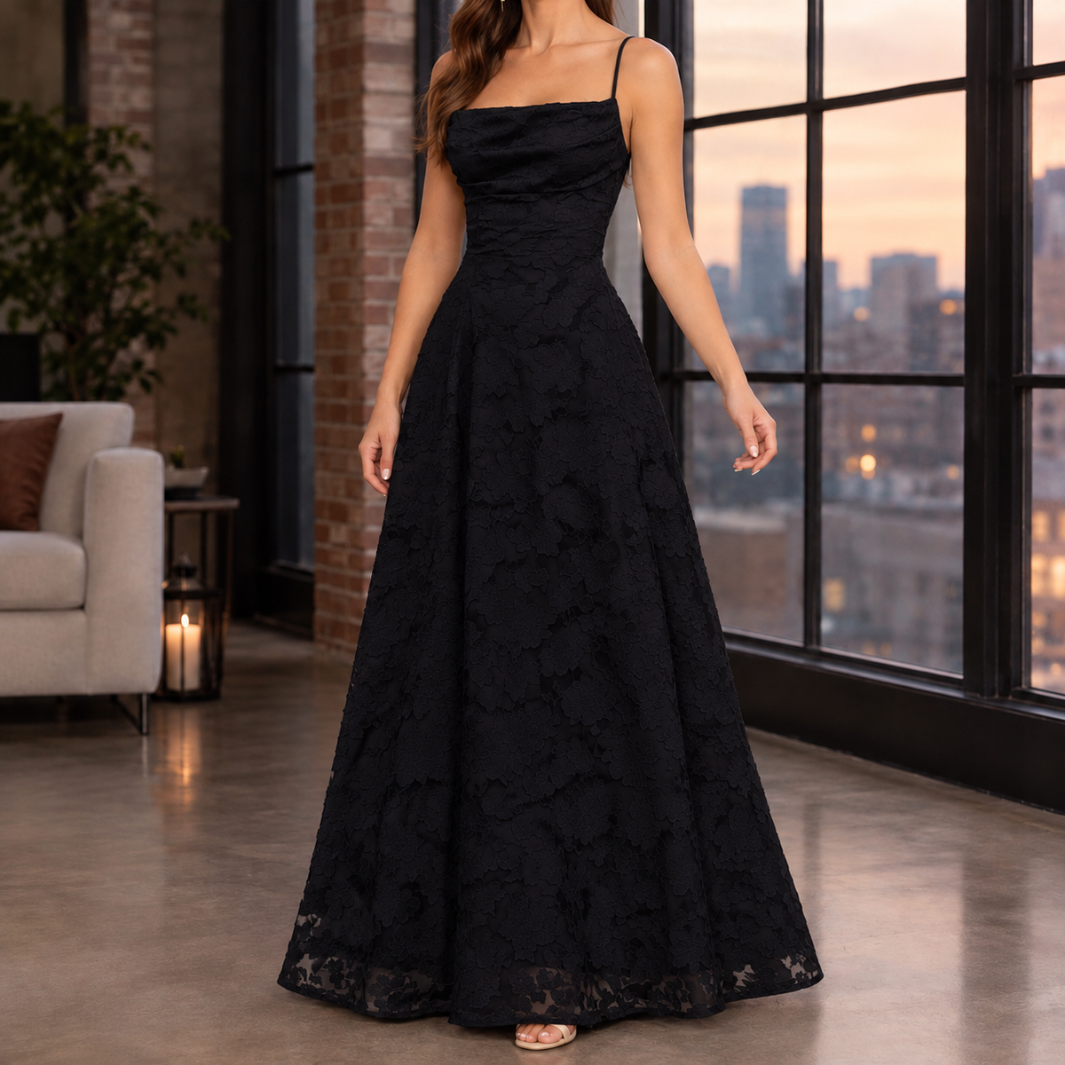 Nerissa-Jane Jacquard Maxi Dress - Black