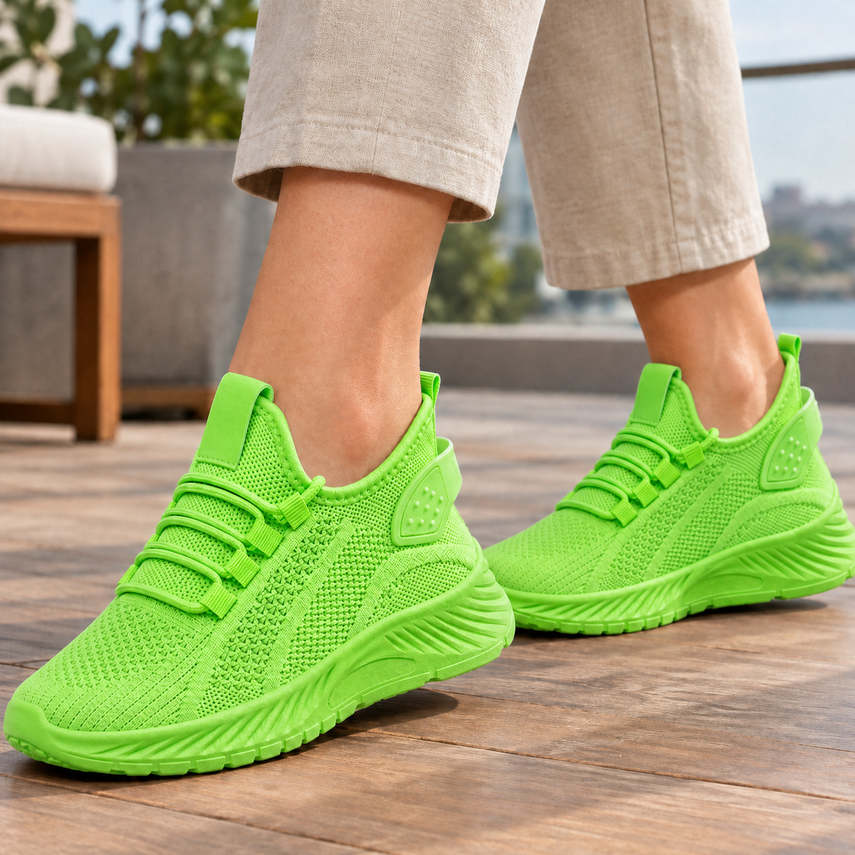 Castagna Knit Sneakers - Fluorescent Green