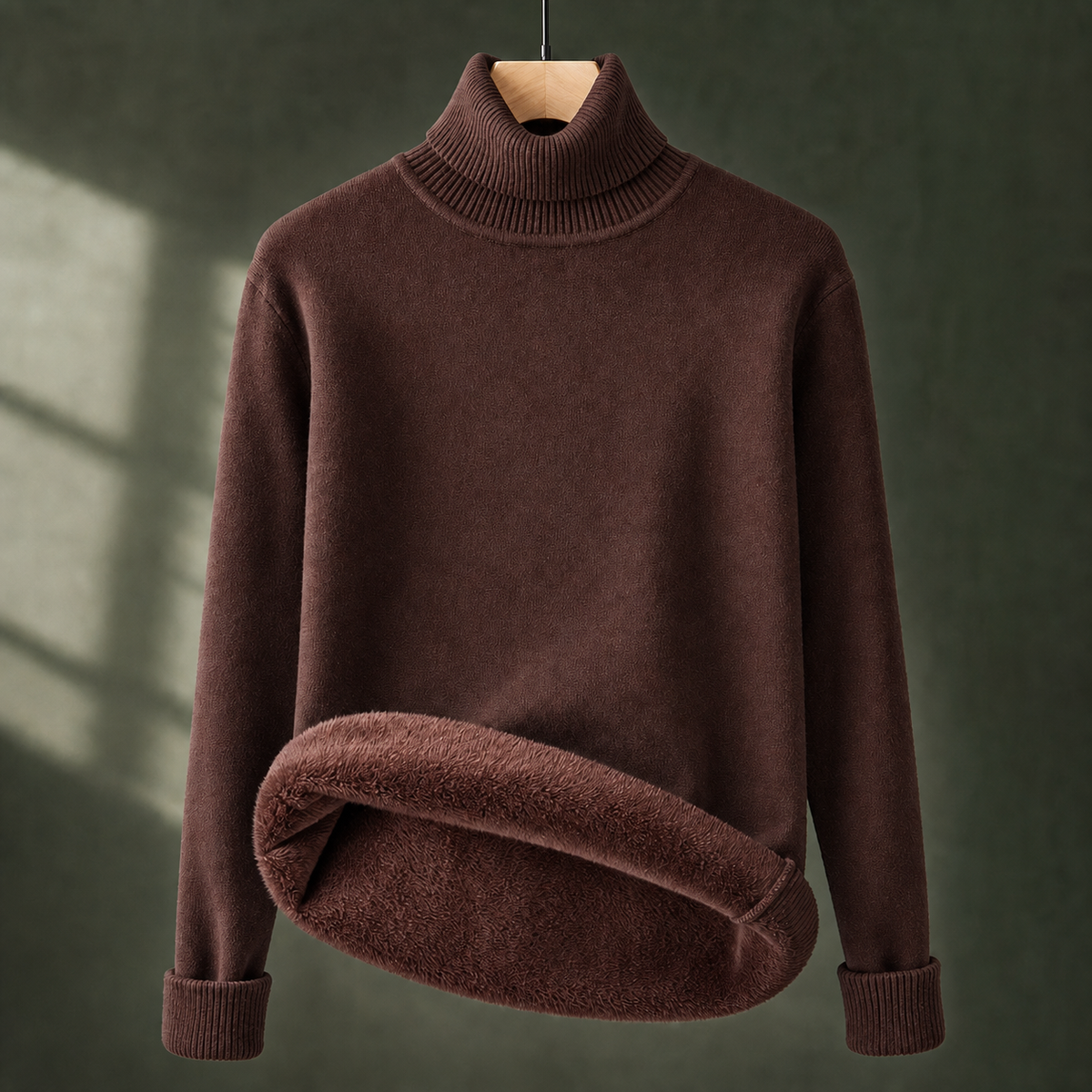 Donatien Turtleneck Sweater - Brown High Collar All-in-one
