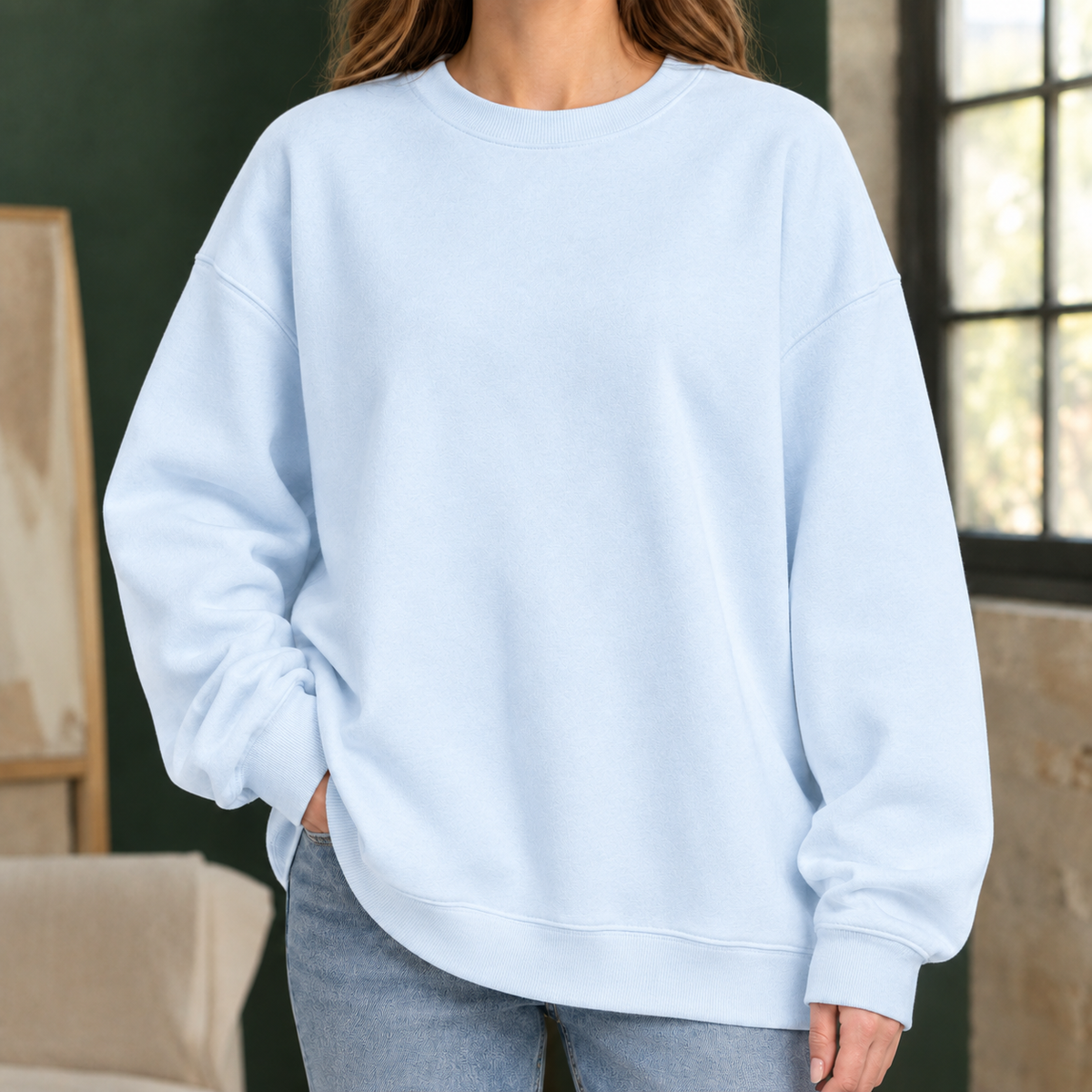 Catriona Crew Neck Sweater - Light Blue