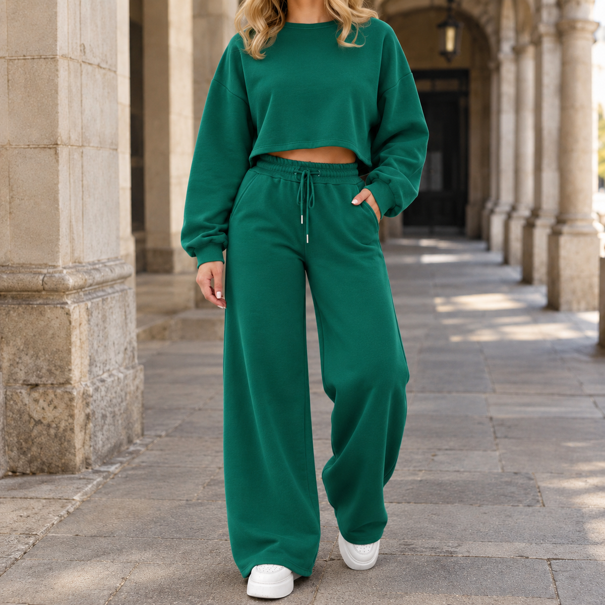 Scarlett Wide-Leg Set - Dark Green