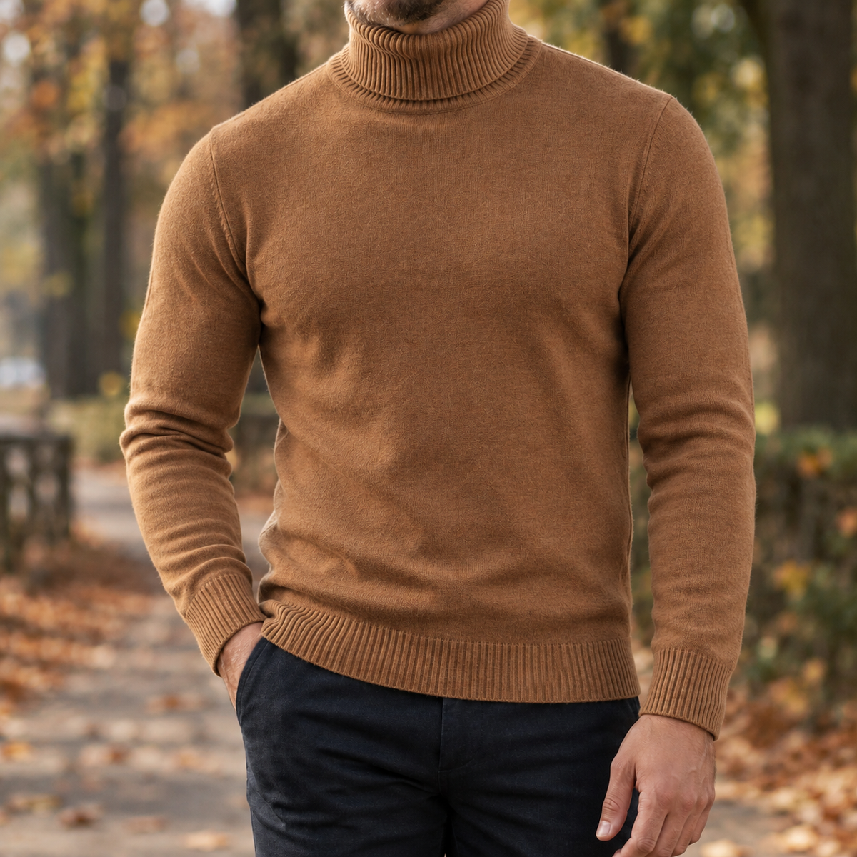 Alec Turtleneck Sweater - Caramel Brown