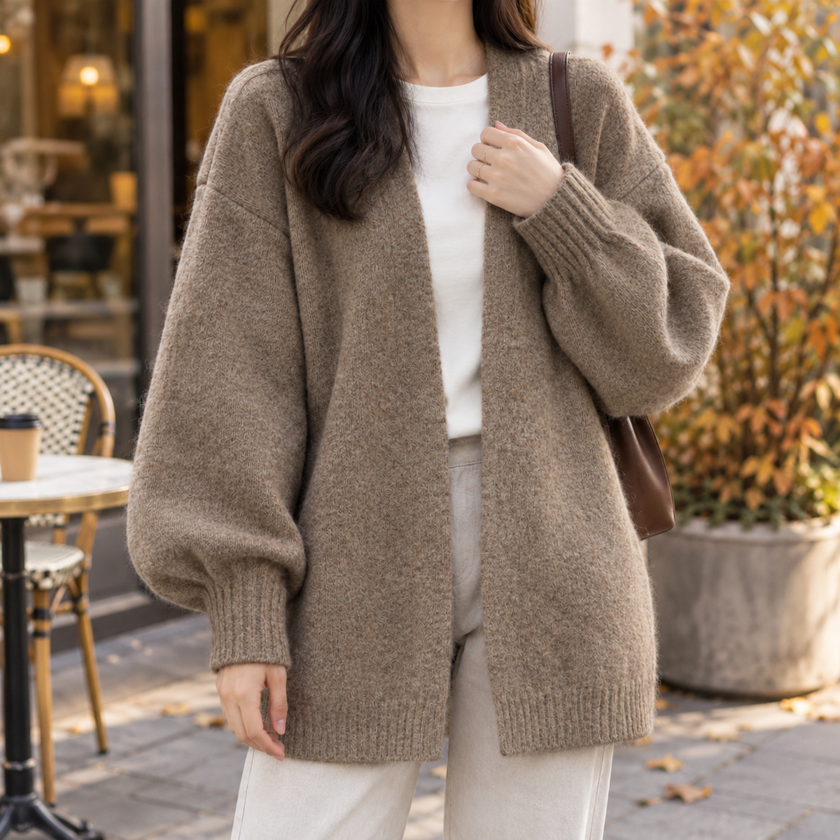 Isabeau-Faye Open Front Cardigan - Camel