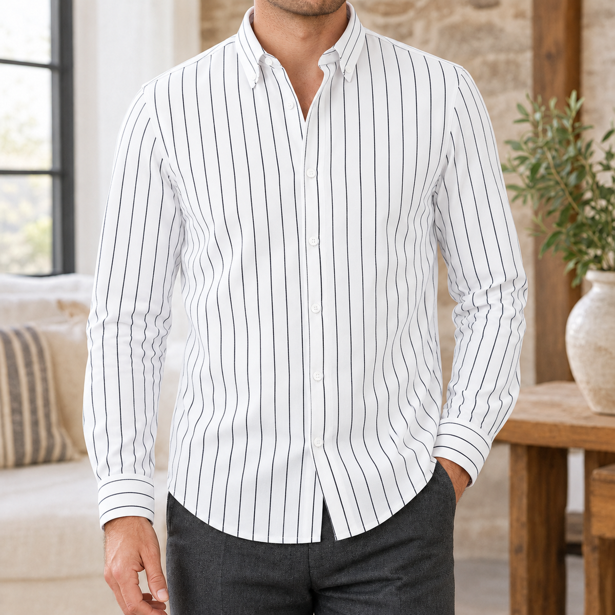 Evan Striped Shirt - White