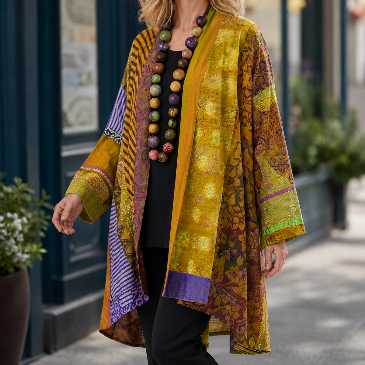 Oriana Patchwork Cardigan - Yellow