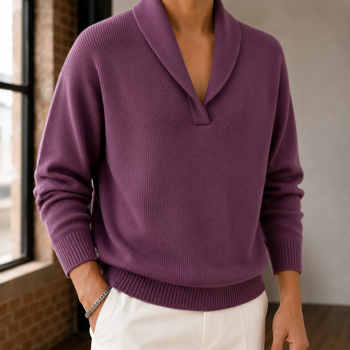 Florian V-Neck Sweater - Purple