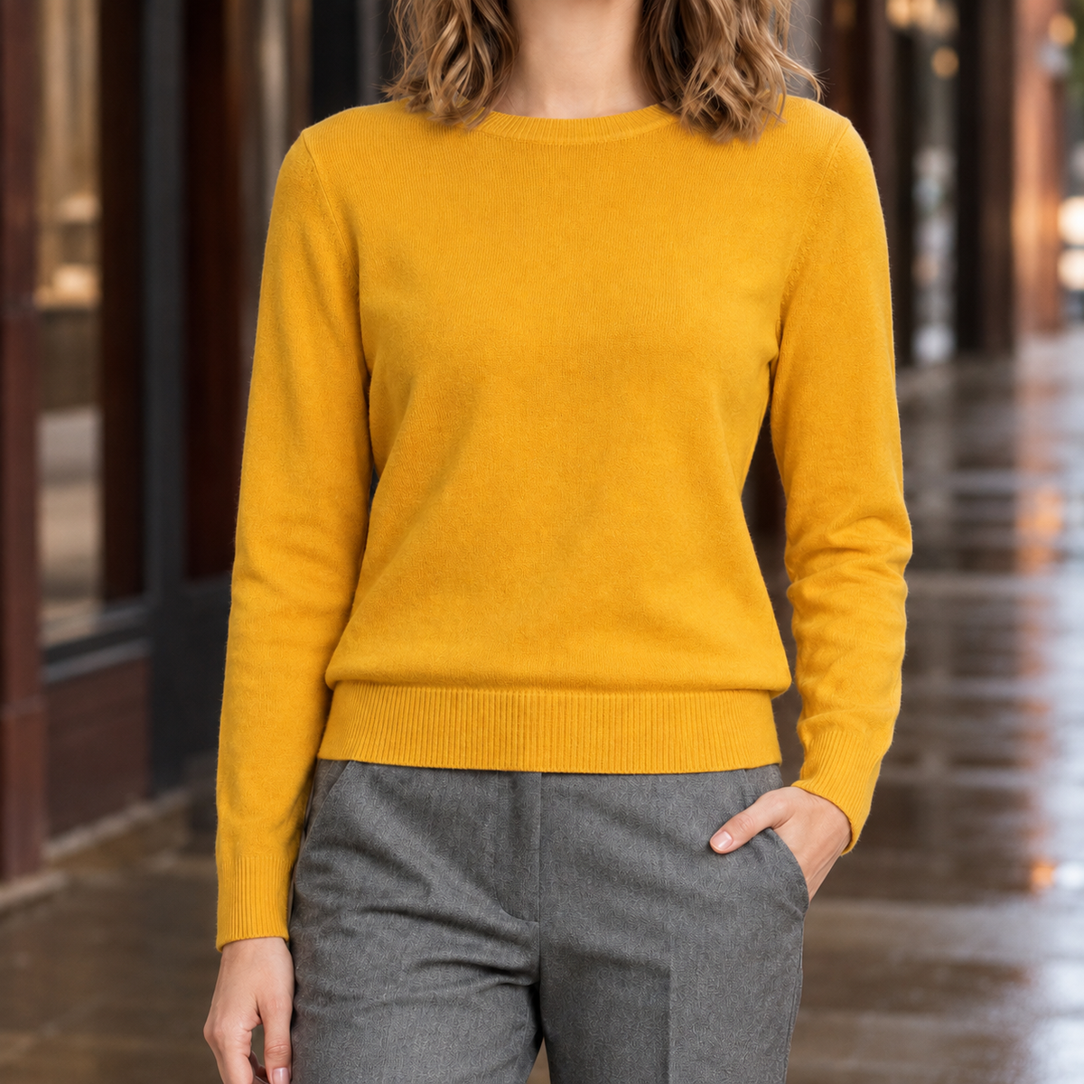 Erin Crew Neck Sweater - Turmeric