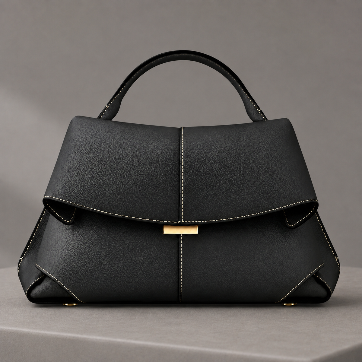 Falcone Leather Handbag - Black