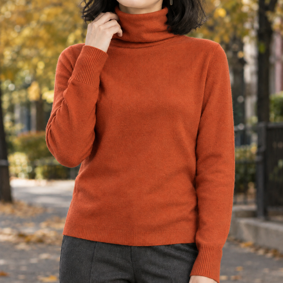 Emery Turtleneck Sweater - Orange Red