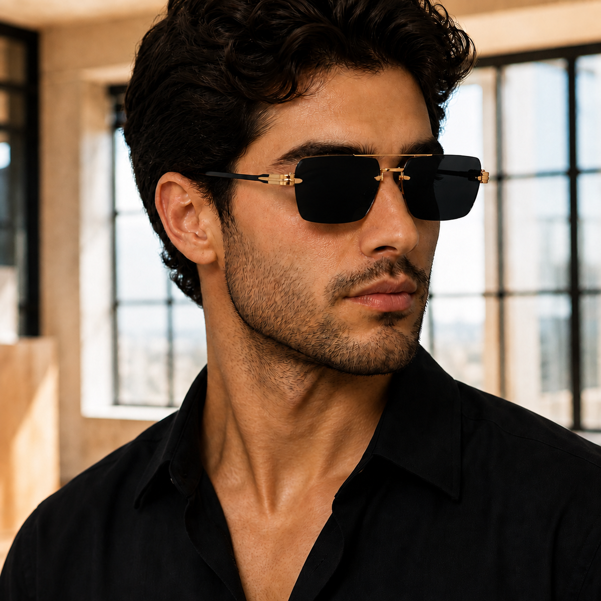 Adrian Rimless Sunglasses - Black