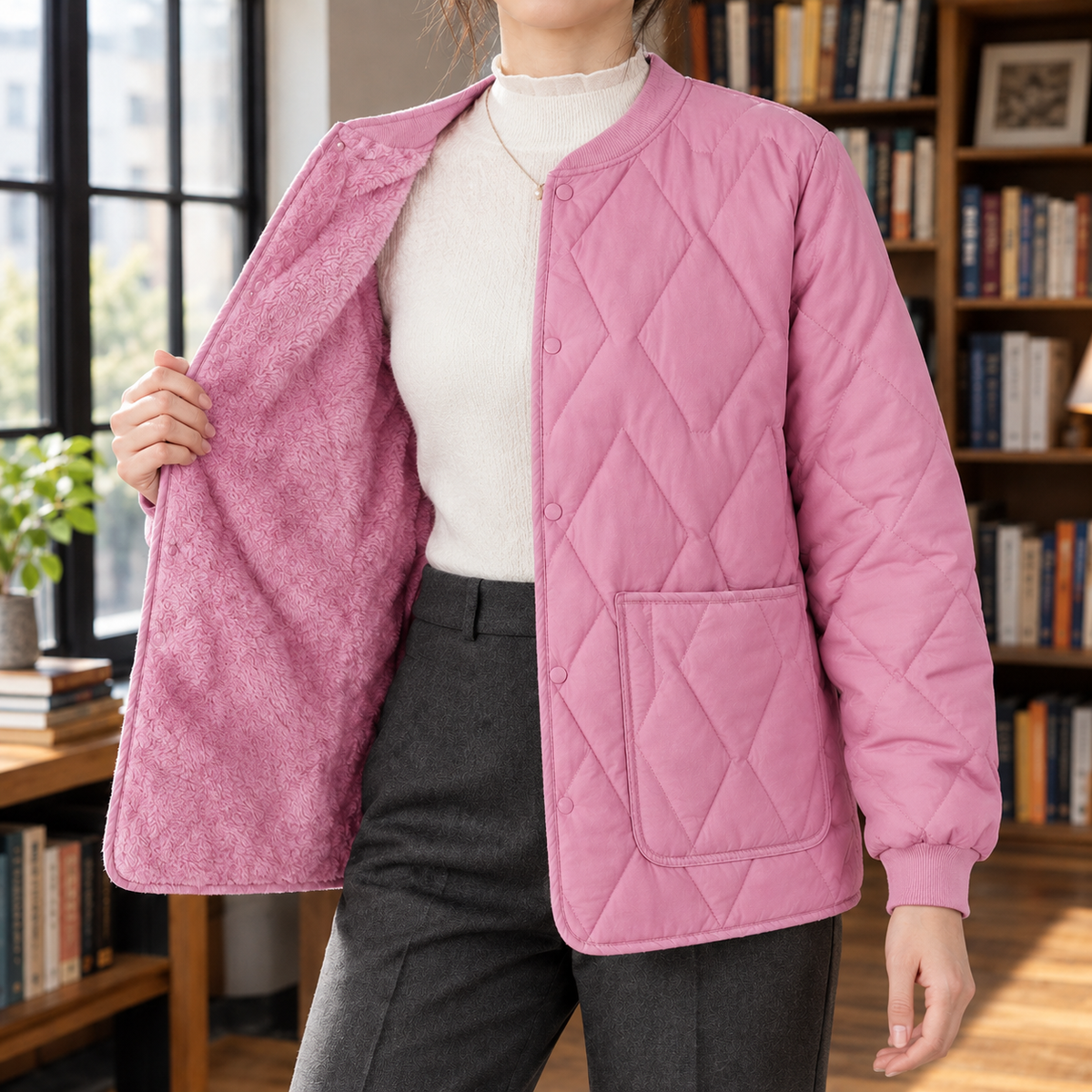 James Quilted Jacket - Lotus Root Pink
