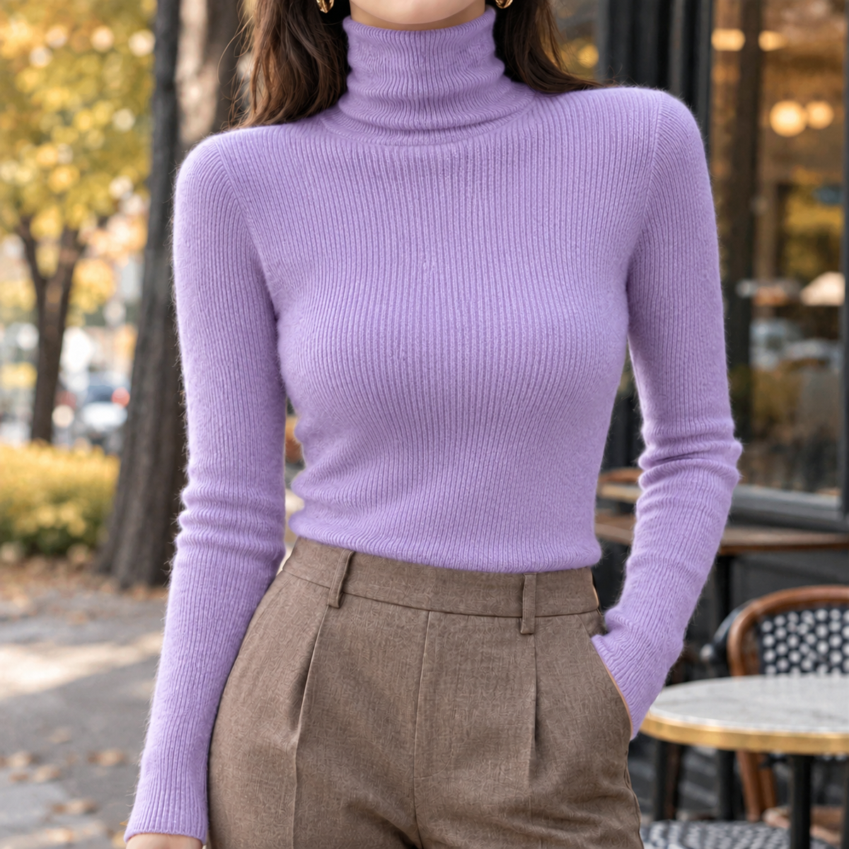 Sharon-Louise Turtleneck Sweater - Light Purple