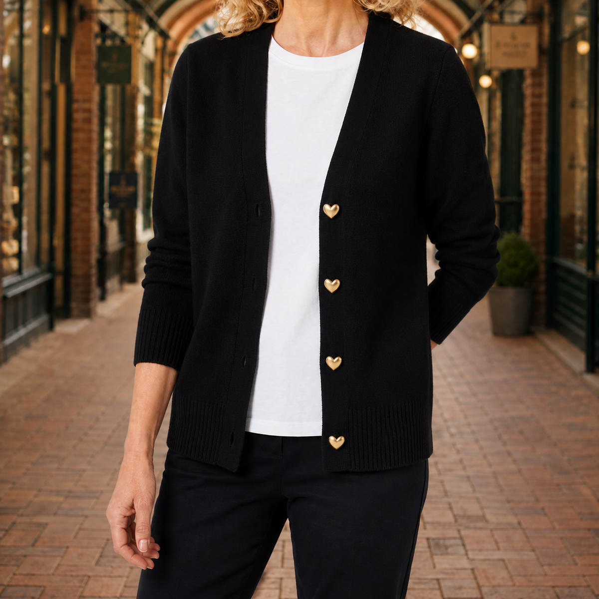 Elena V Neck Cardigan - Black