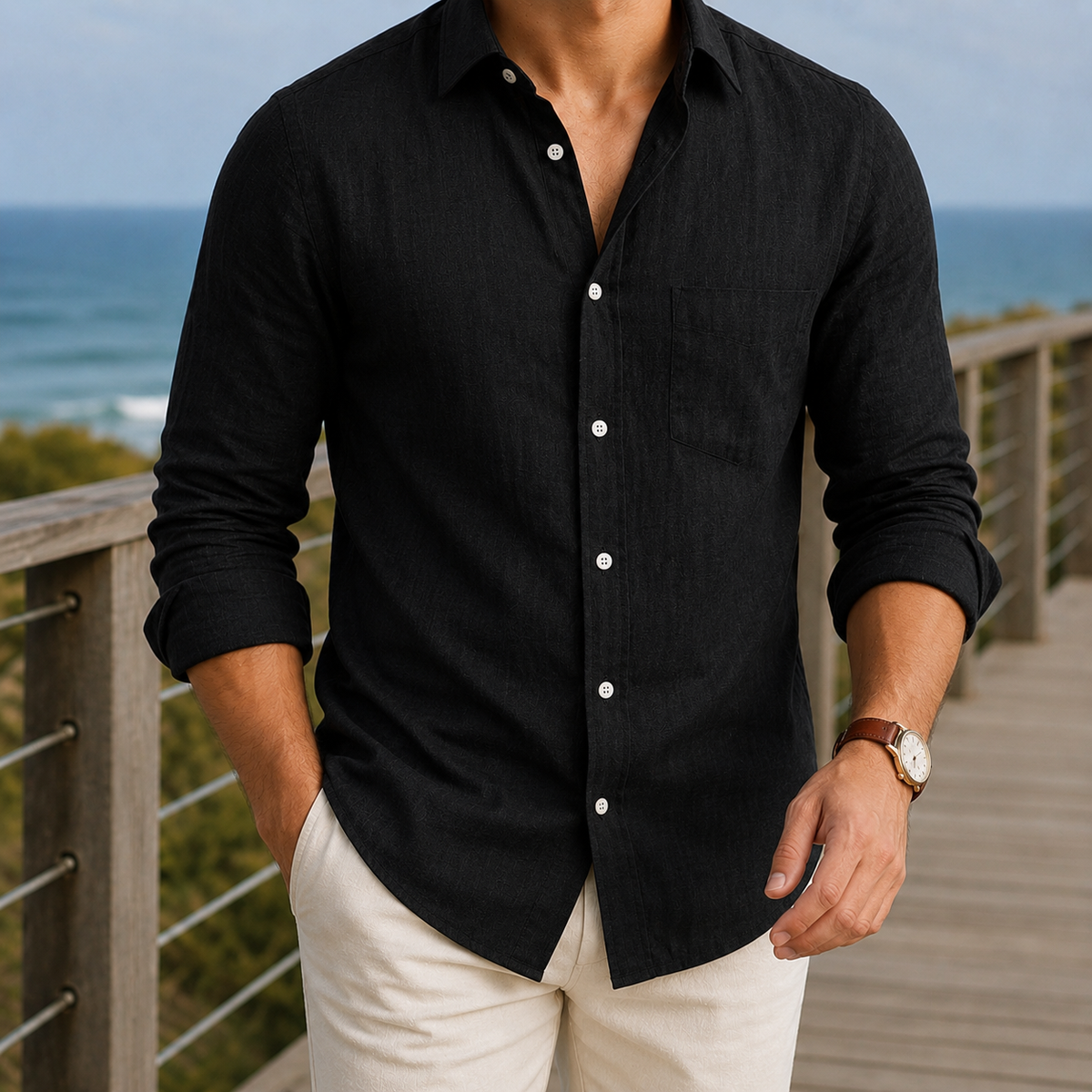 Oliver Linen Shirt - Black