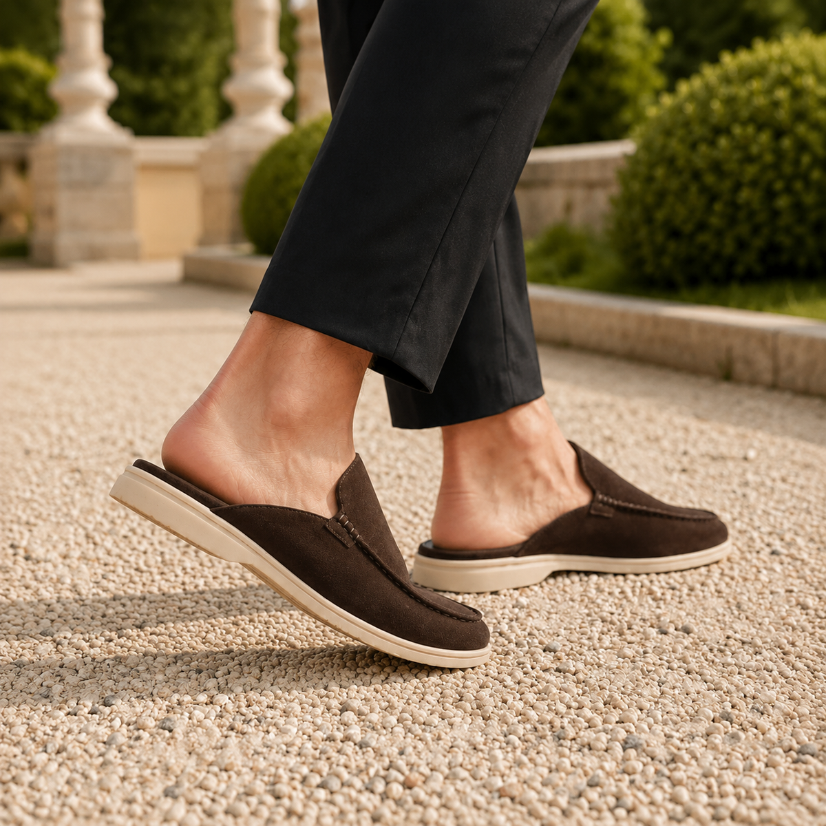 Santoro Suede Mule Loafers - Brown
